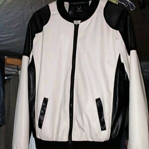Faux leather racer jacket